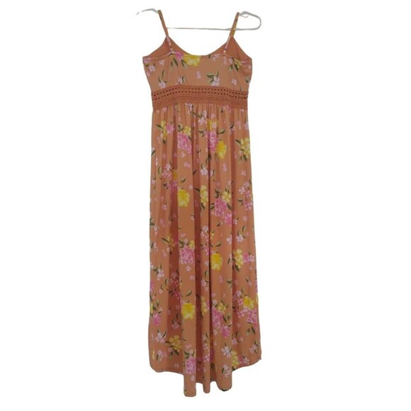 Derek Heart Floral Print Sundress With Lace Detail & Spaghetti Straps Peach. - Picture 4 of 8